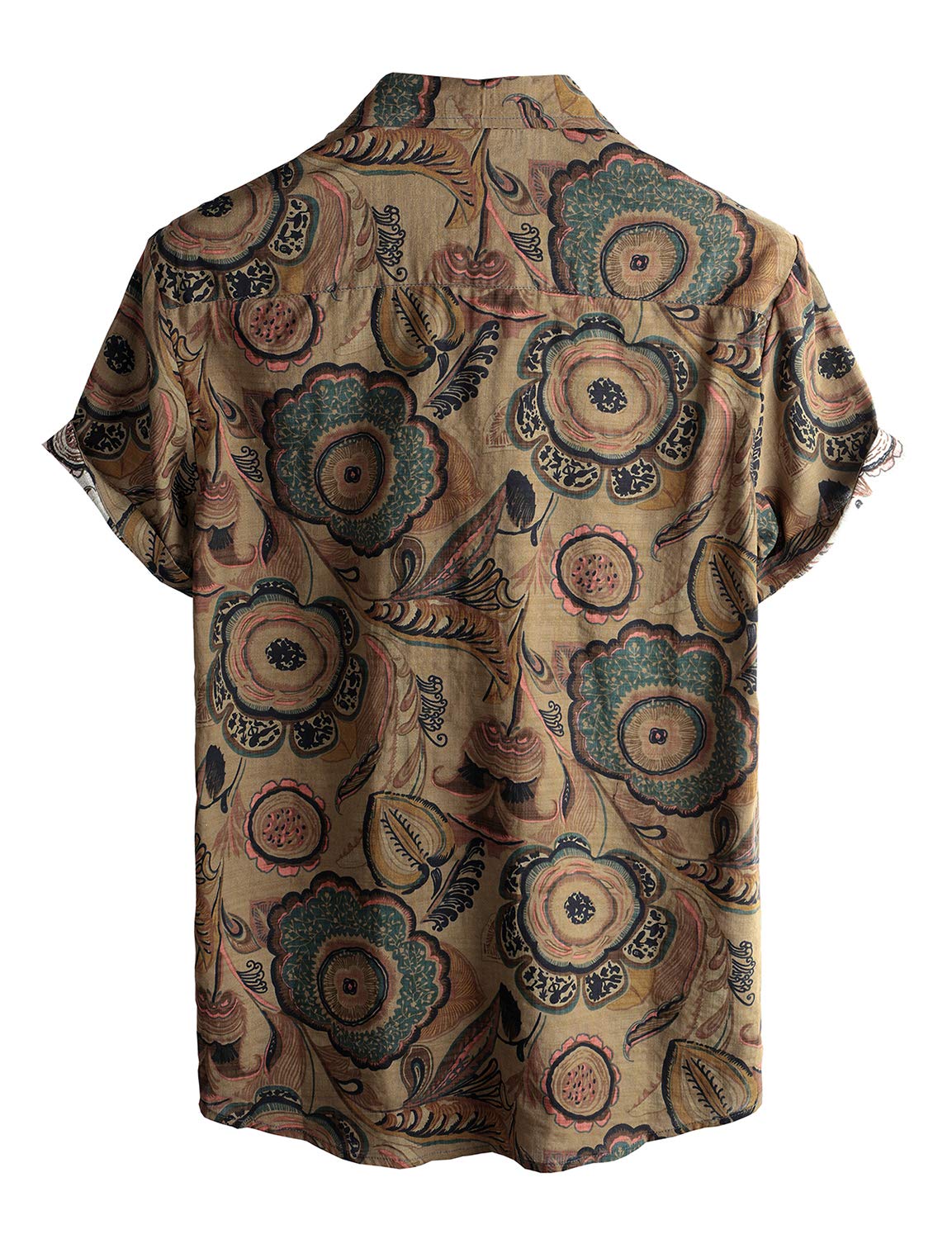 VATPAVE Mens Casual Hawaiian Shirts Short Sleeve Button Down Beach Shirts Tropical Floral Shirts Medium Brown