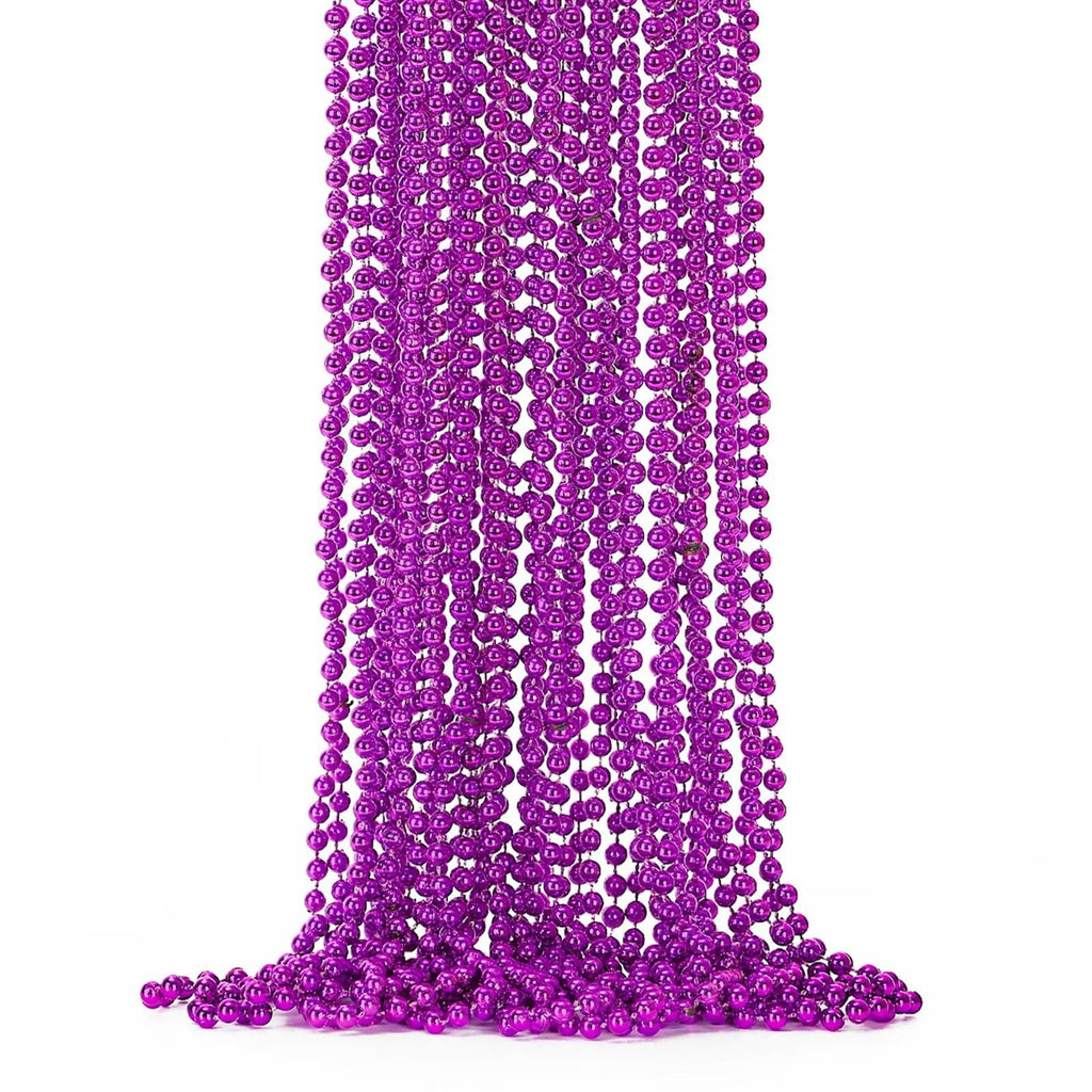 EOBOH Mardi Gras Beads, 12PCS Purple Bead Necklace Party Favors, 33 Bead Necklaces Accessory Set Women Men, Festival Parade Thro