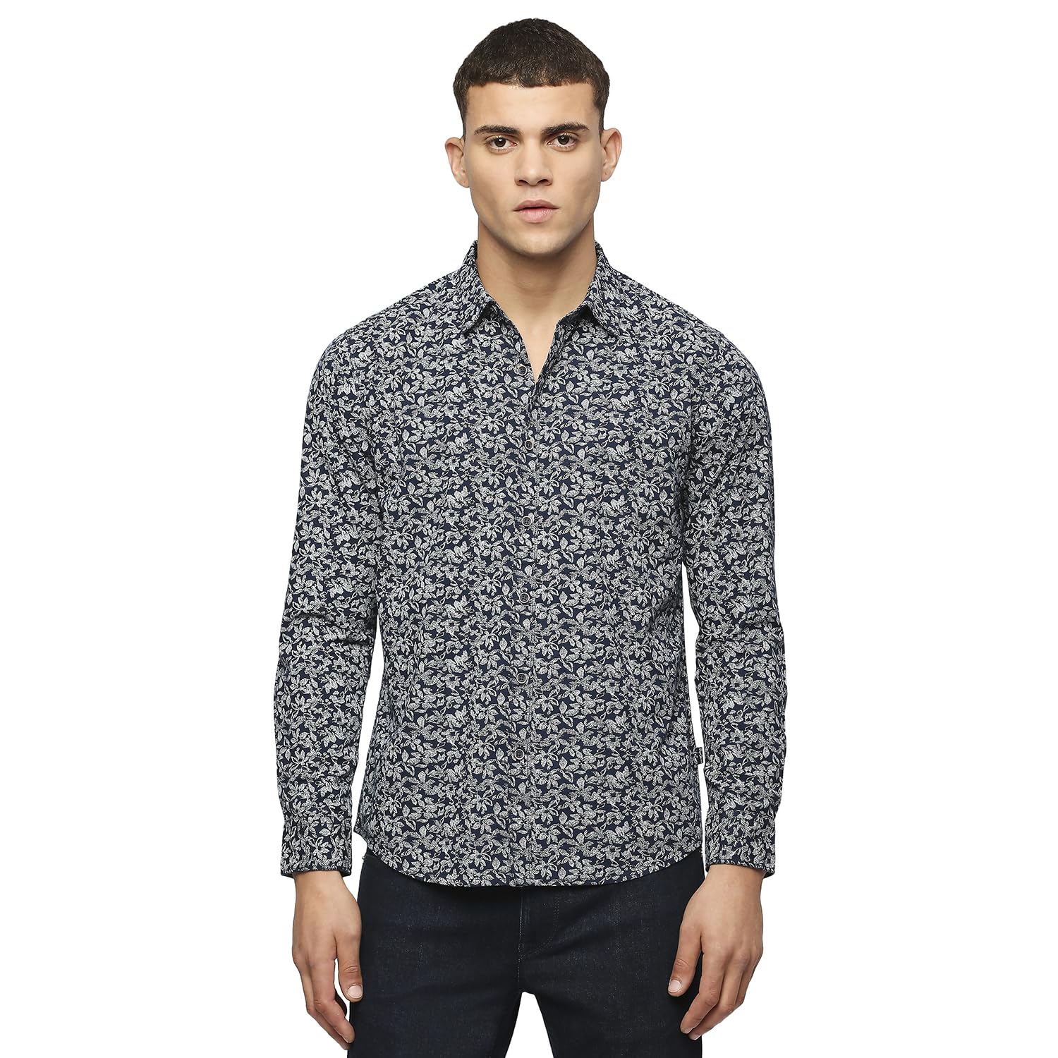 Pepe Jeans MenS Printed Regular Fit Shirt (Pm308466_Navy