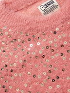 The Souled Store Originals : Pink Glitter Oversized Girls Knitted Sweater