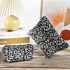 SOIDRAM 2 Pieces Leopard Print Makeup Bag Large Cosmetic Bag Capacity Canvas Mix Travel Toiletry Bag Organizer Cute Makeup Brush