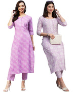 ANNI DESIGNER Ladies Cotton Blend Kurta with Trousers Pack of 2, multi-coloured, M