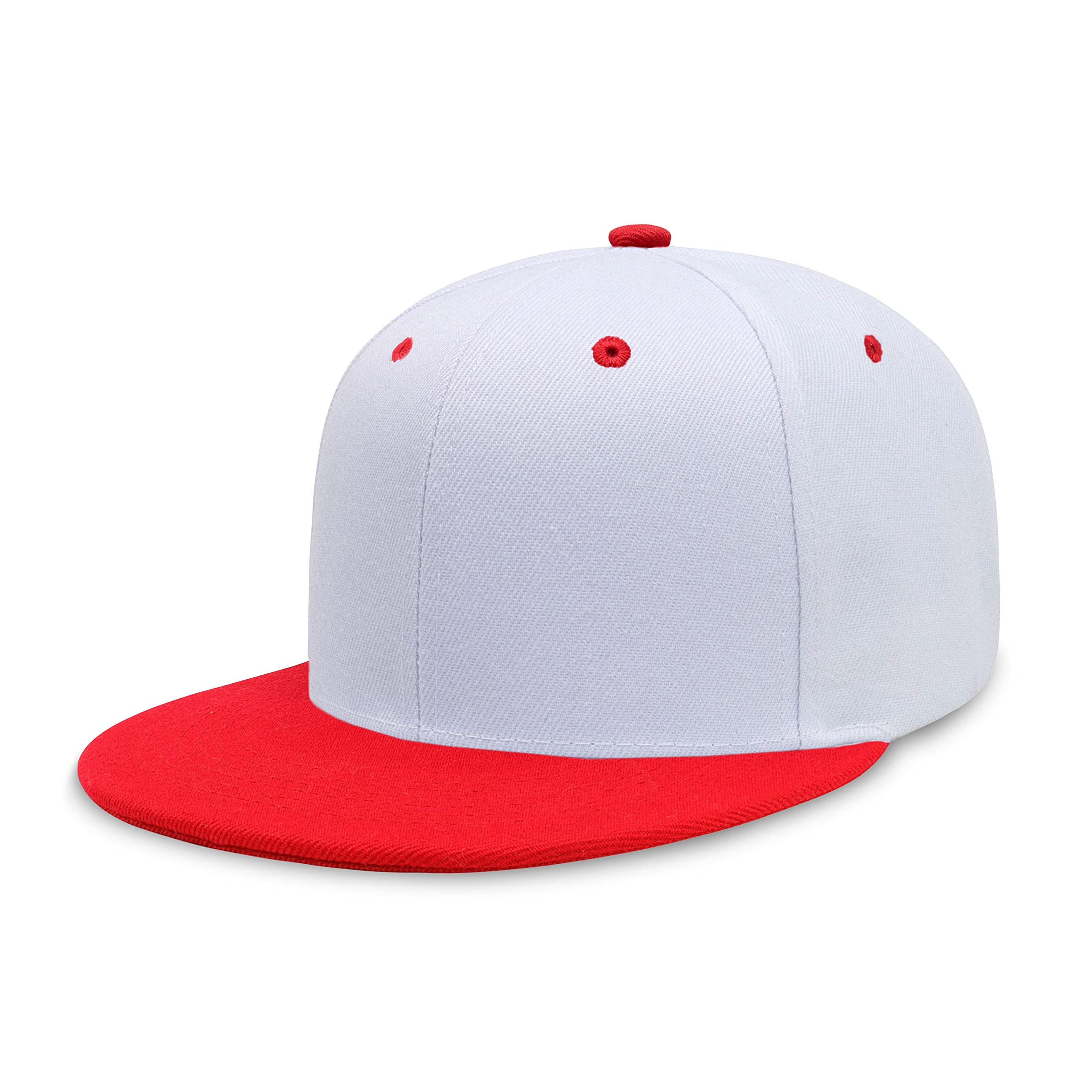 CHOK.LIDS Flat Bill Visor Classic Snapback Hat Blank Adjustable Brim High Top End Trendy Color Style Two Tone Baseball Cap (Whit