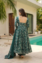 Wedani Anarkali Set for Women Green