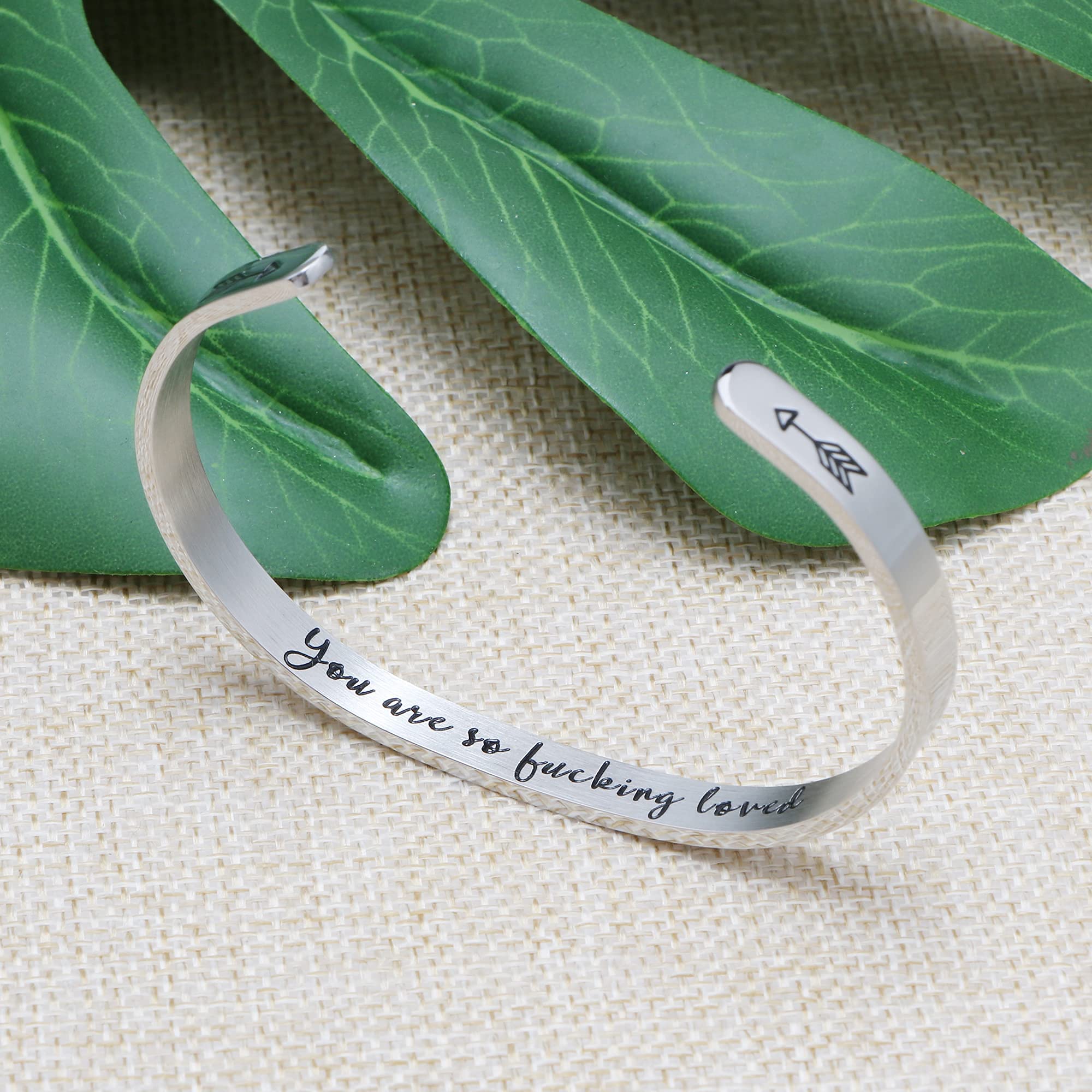 Inspirational Gifts for Women Cuff Bracelet for Women Birthday Christmas Day Stainless Steel Jewlery Mantra You Are So Loved