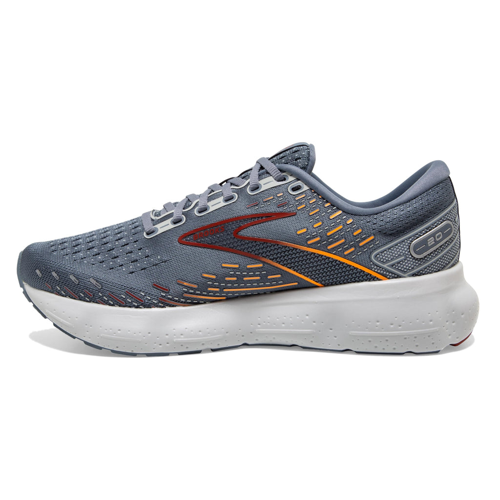 Brooks Men's Glycerin 20 Neutral Running Shoe - Grey/Chili Oil/Orange - 12 Medium