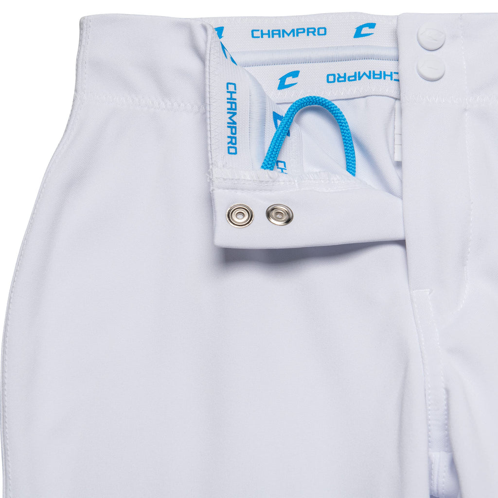 Champro Women's Standard Fireball Low-Rise Knicker-Style Fastpitch Softball Pants in Solid Color with Reinforced Knees, White, X