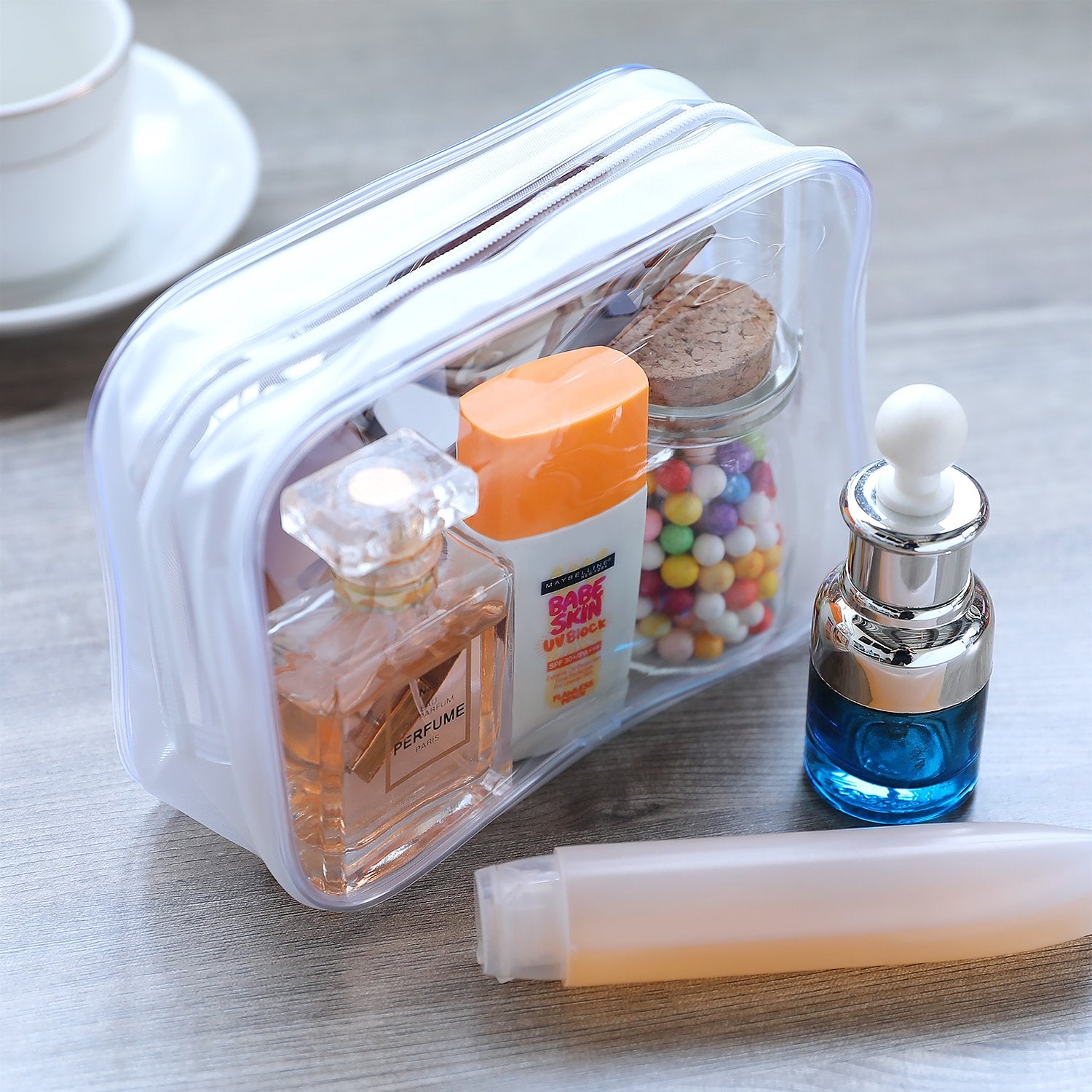 Pangda 5 Pack Clear PVC Zippered Toiletry Carry Pouch Portable Cosmetic Makeup Bag for Vacation, Bathroom and Organizing
