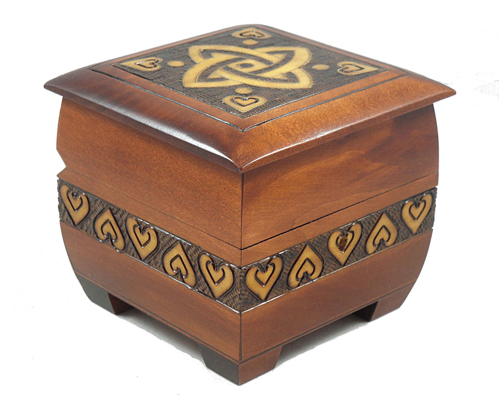 Modern Sailor Celtic Knot and Tribal Heart Handmade Box with Lock and Key Desk or Dresser Trinket Keepsake Holder Perfect Watch