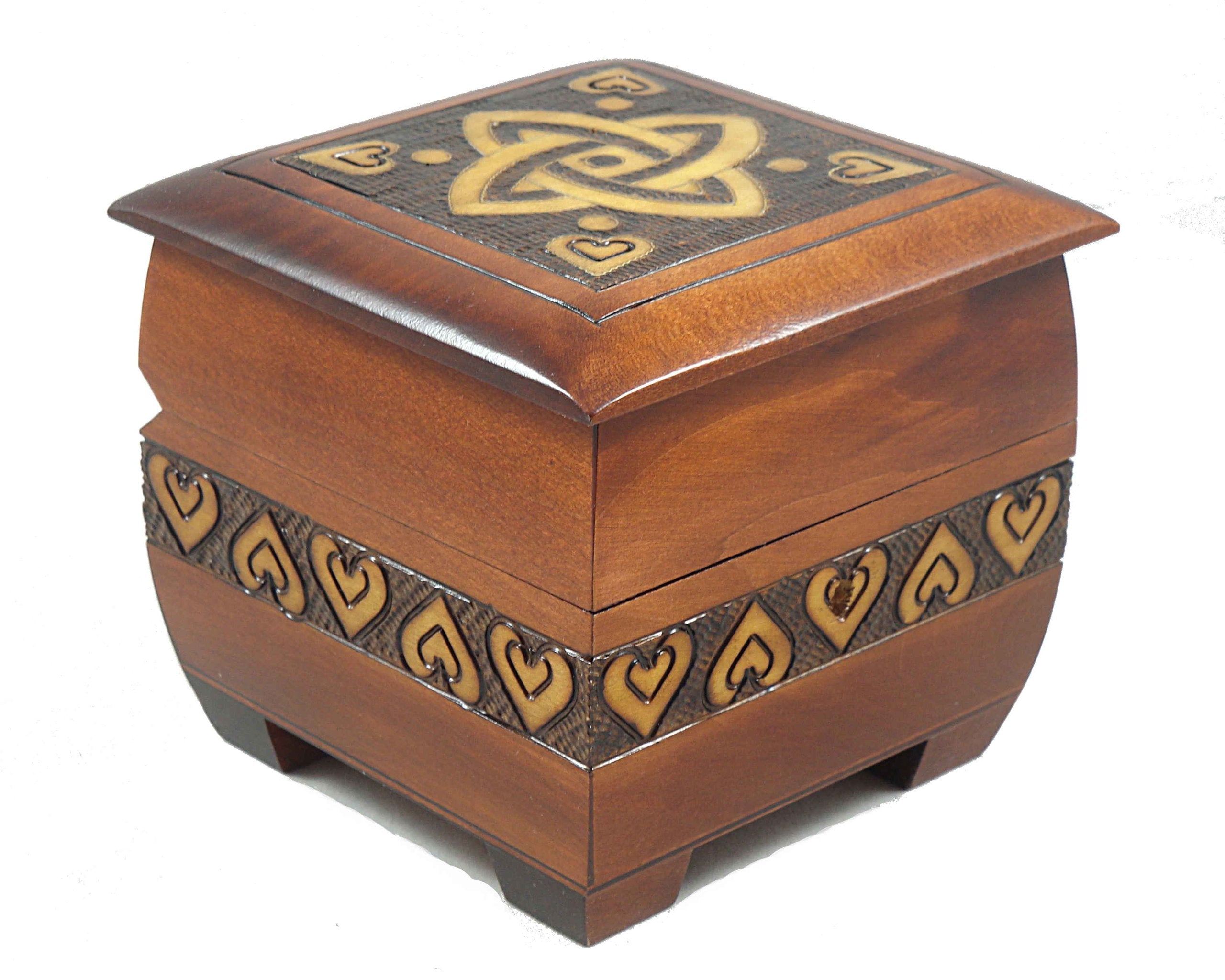 Modern Sailor Celtic Knot and Tribal Heart Handmade Box with Lock and Key Desk or Dresser Trinket Keepsake Holder Perfect Watch