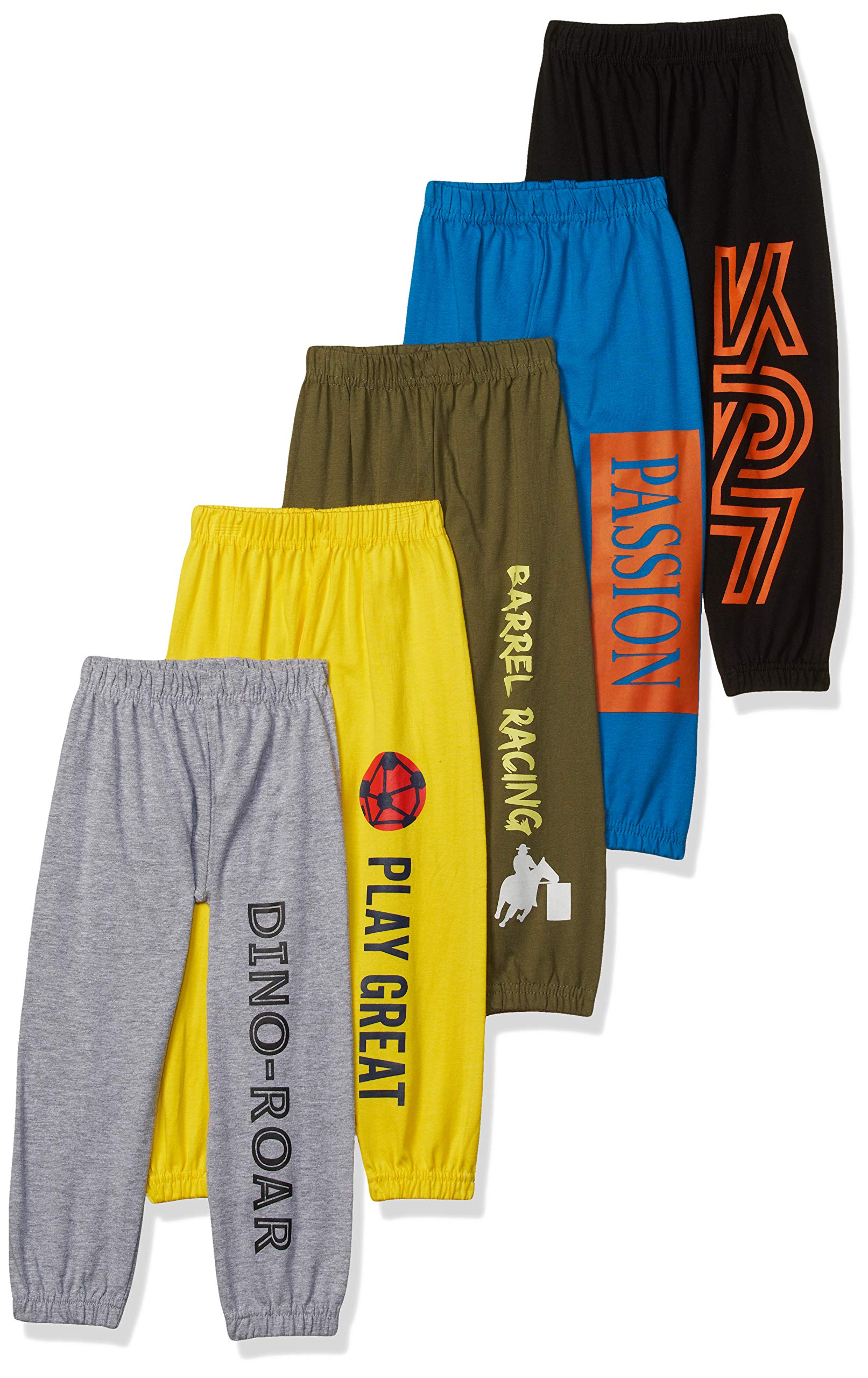 T2F Boys Regular Fit Printed Cotton Track Pant (Pack of 5)