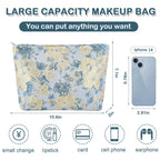 ZLFSRQ Flower Makeup Bag for Women Girls Travel Cute Floral Cosmetic Bags Large Cosmetic Pouch Purse with Zipper Portable Toilet