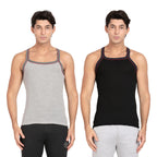 Pepe Jeans Innerwear Cotton Rich Solid Vest For Men - S (Pack Of 2)