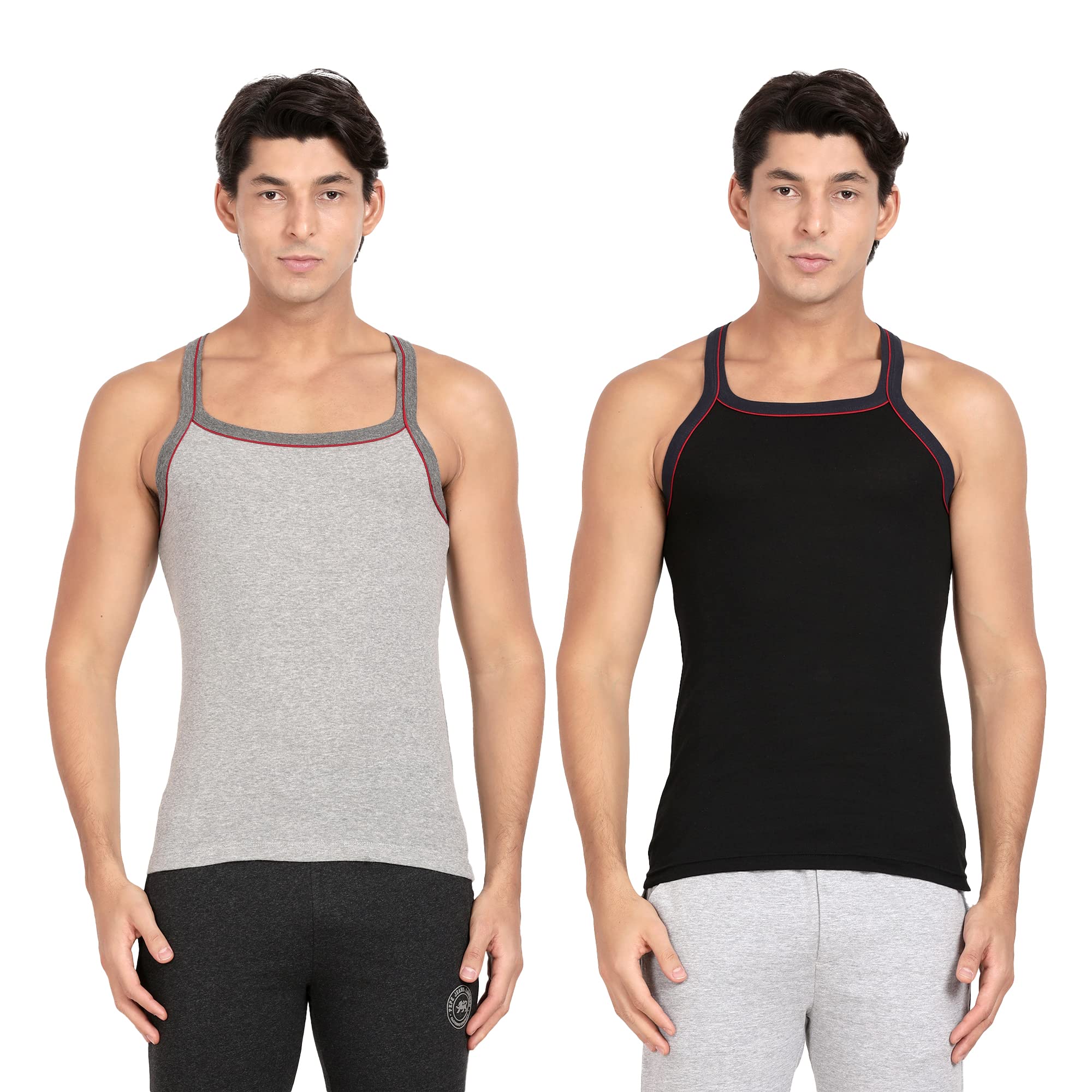Pepe Jeans Innerwear Cotton Rich Solid Vest For Men - S (Pack Of 2)