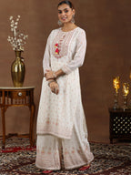 Libas Womens Printed Georgette Straight Kurta With Palazzos And Dupatta