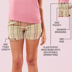 Enamor WomenS Boxer Shorts (E7A1_Green Checks