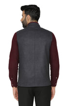 Wintage MenS Tweed Wool Nehru Jacket : Grey