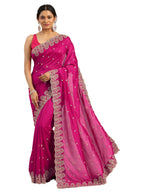 Libas Womens Embroidered Silk Blend Saree With Blouse Piece