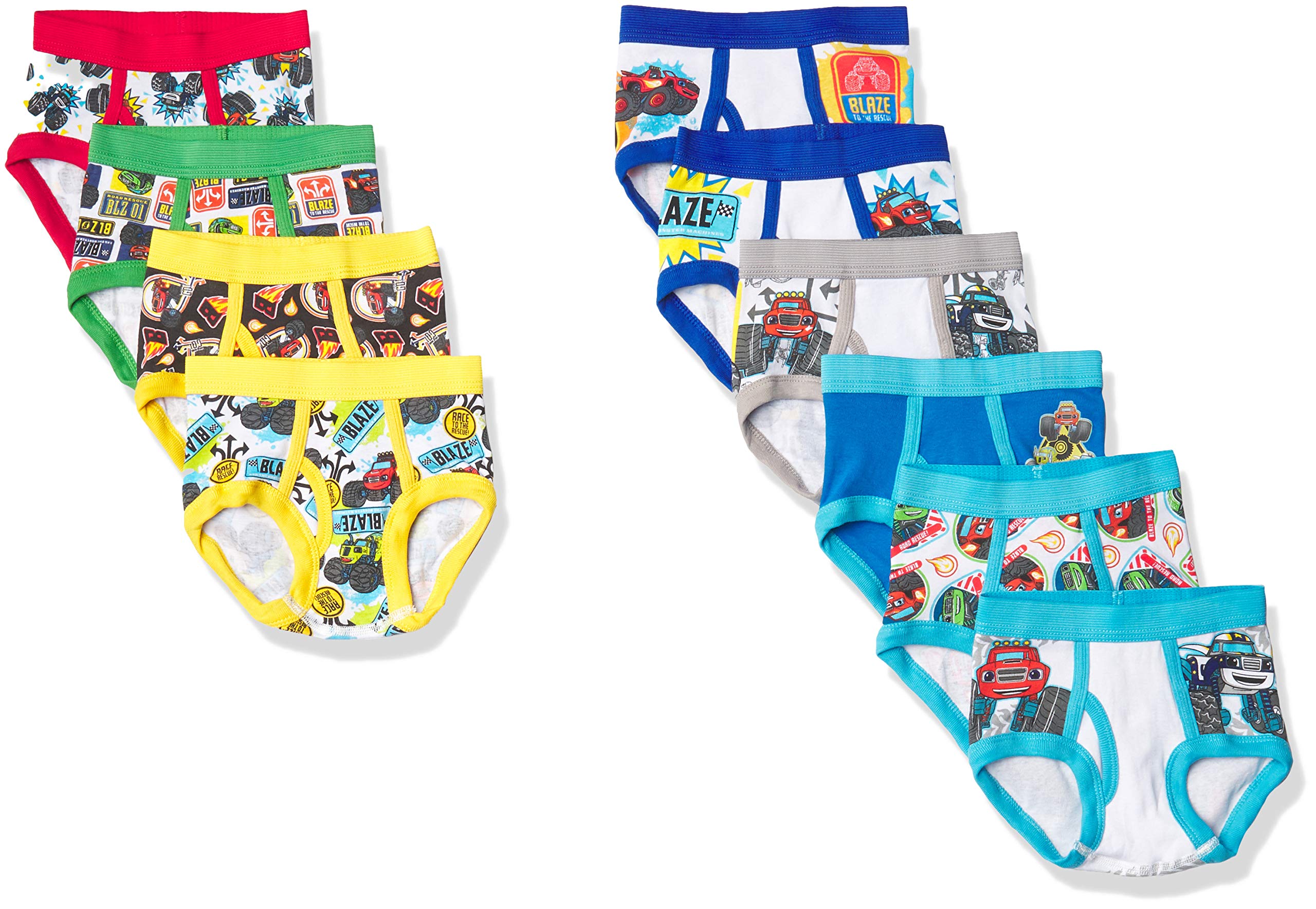 Blaze and the Monster Machines Boys' Toddler 100% Combed Cotton 7pk 5pk Boxer Briefs Sizes 2/3T and 4T, Blaze 10pk