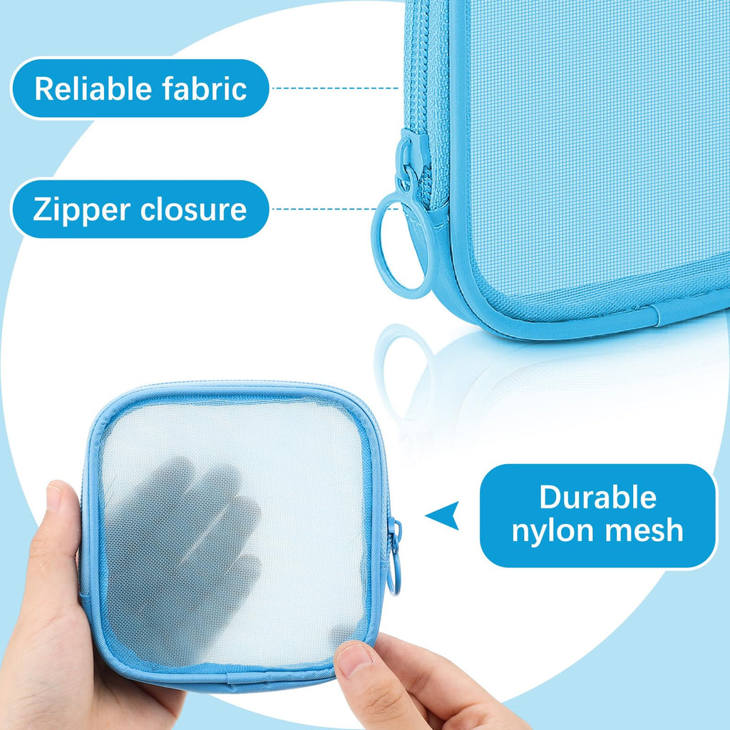 Weewooday 4 Pcs Mesh Makeup Bag Mesh Cosmetic Bag Travel Toiletry Bag Pouch with Zipper Mini Portable Makeup Cosmetic Travel Toi