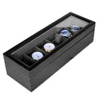 CASE ELEGANCE Crocodile Texture Faux Leather Watch Box Men/Women Watch Storage Box Organizer with Glass Lid 6 Compartments