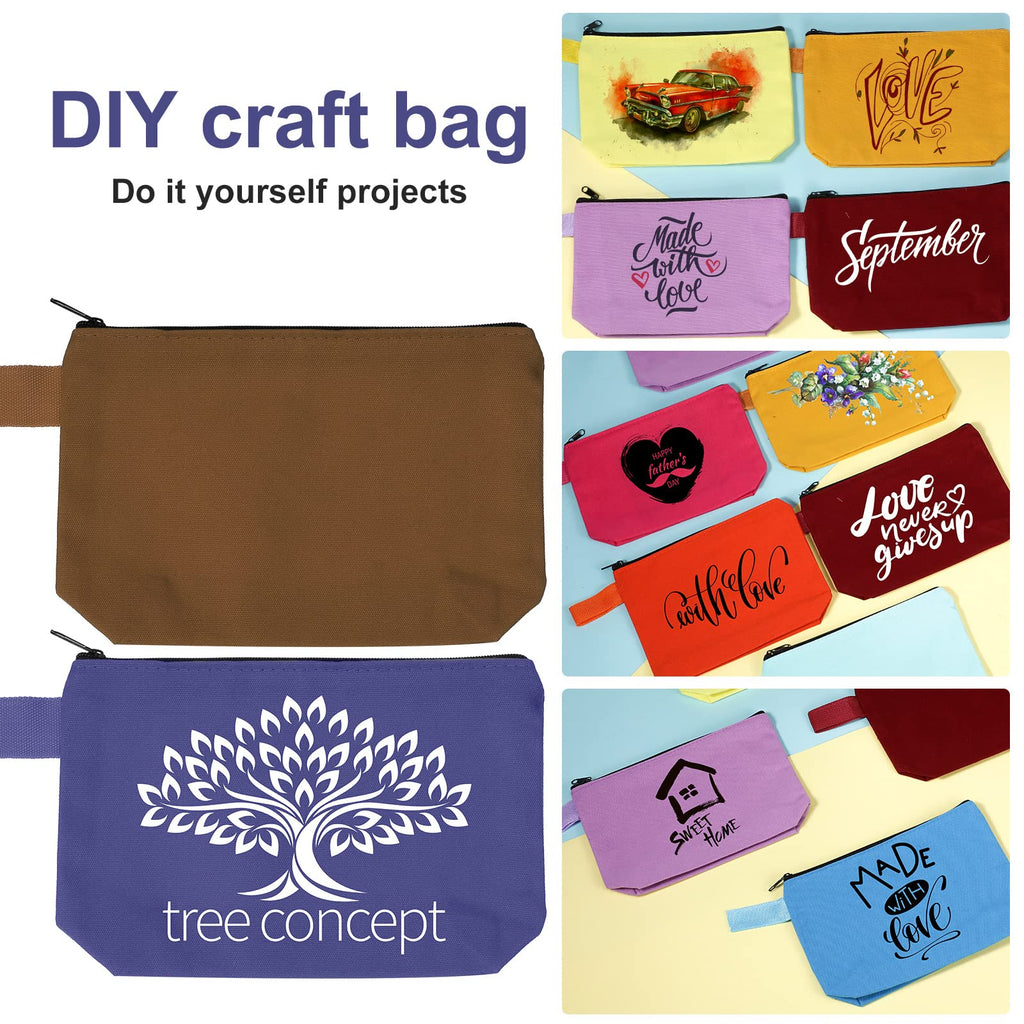 30 Pieces Travel Makeup Bags Canvas Cosmetic Bags Bulk Multipurpose Small Makeup Pouch with Zipper Plain Blank Toiletry Bag DIY