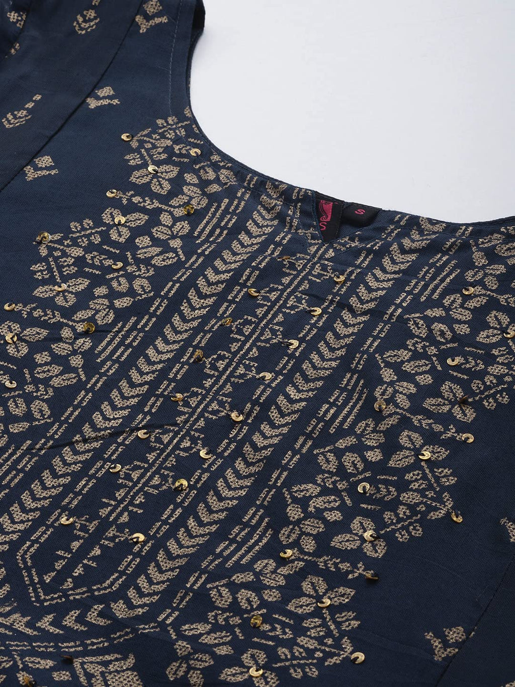 Ishin Women'S Silk Blend Teal Printed Anarkali Kurta