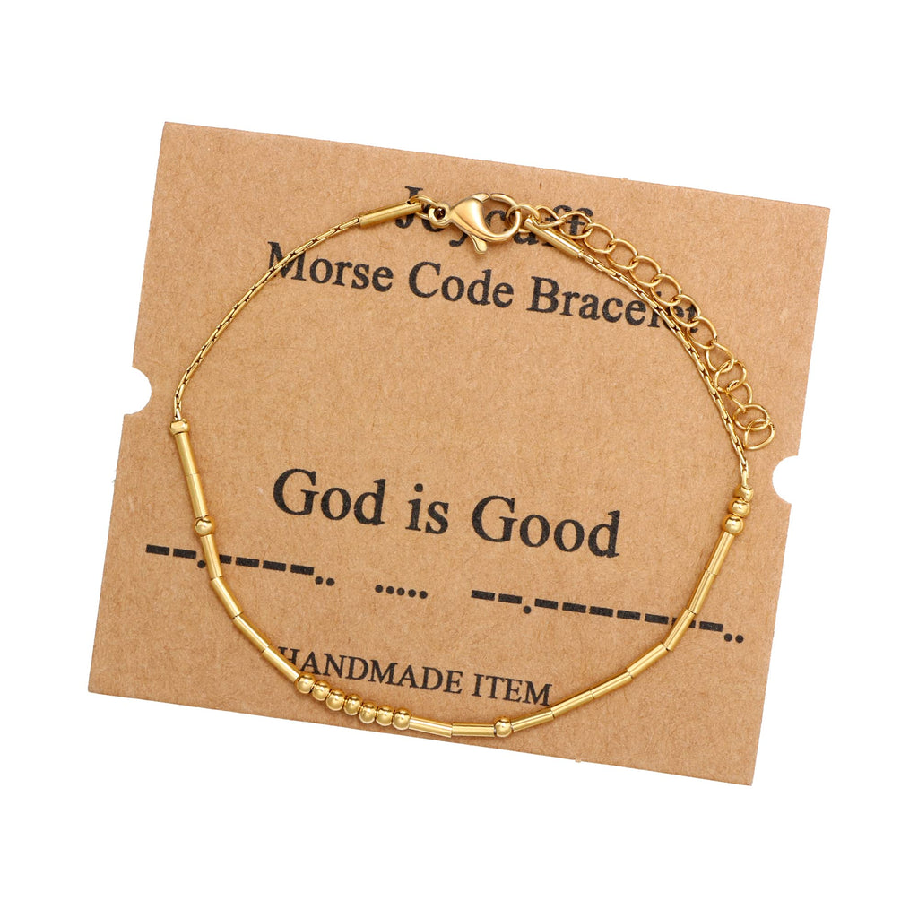 JoycuFF God is Good Bracelets Morse Code for Women Inspirational Birthday Mother's Day Christmas Gifts for Best Friend Mom Siste