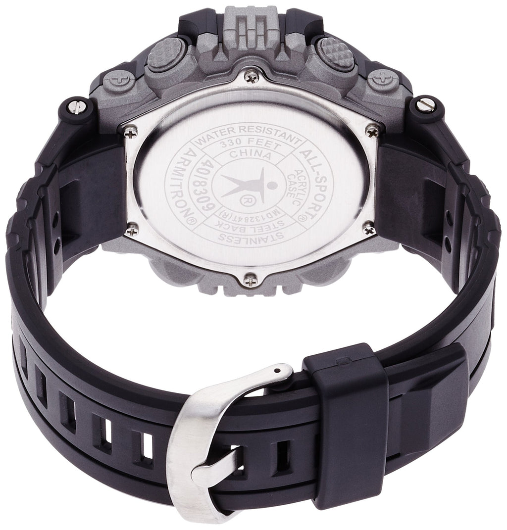 Armitron Sport Men's 40/8309RED Grey Cased Digital Chronograph Black Resin Strap Watch