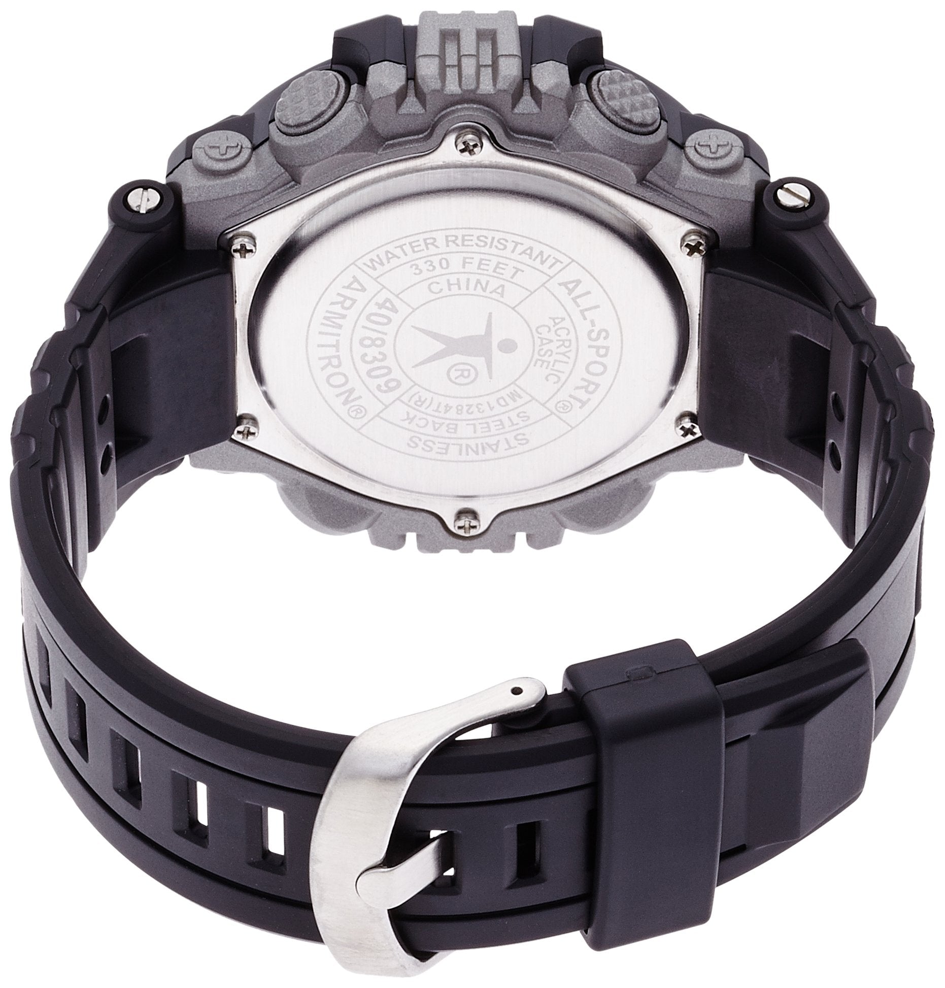 Armitron Sport Men's 40/8309RED Grey Cased Digital Chronograph Black Resin Strap Watch