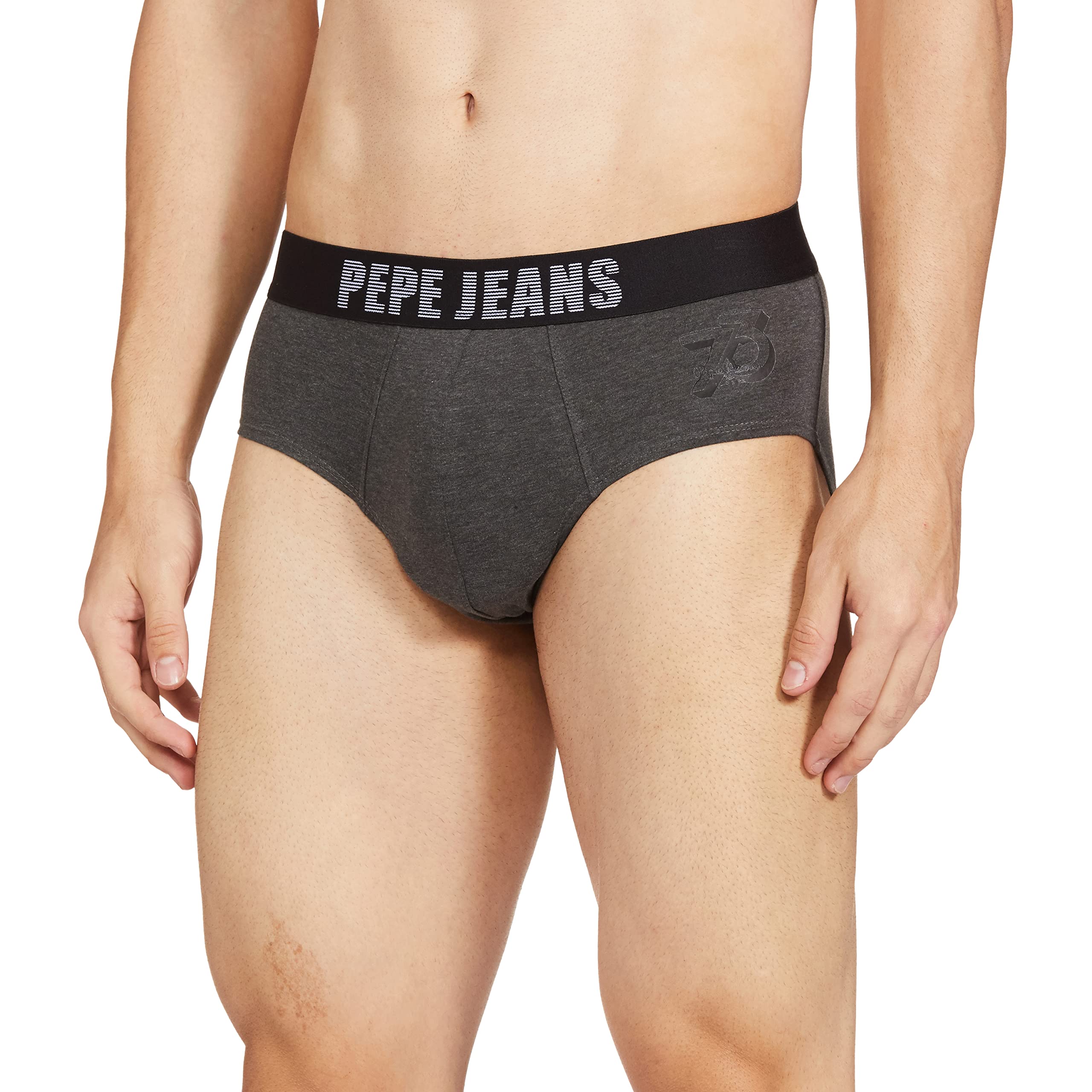 Pepe Jeans MenS Cotton Blend Briefs (Pack Of 1) (Opb07_Charcoal Melange_Xl)