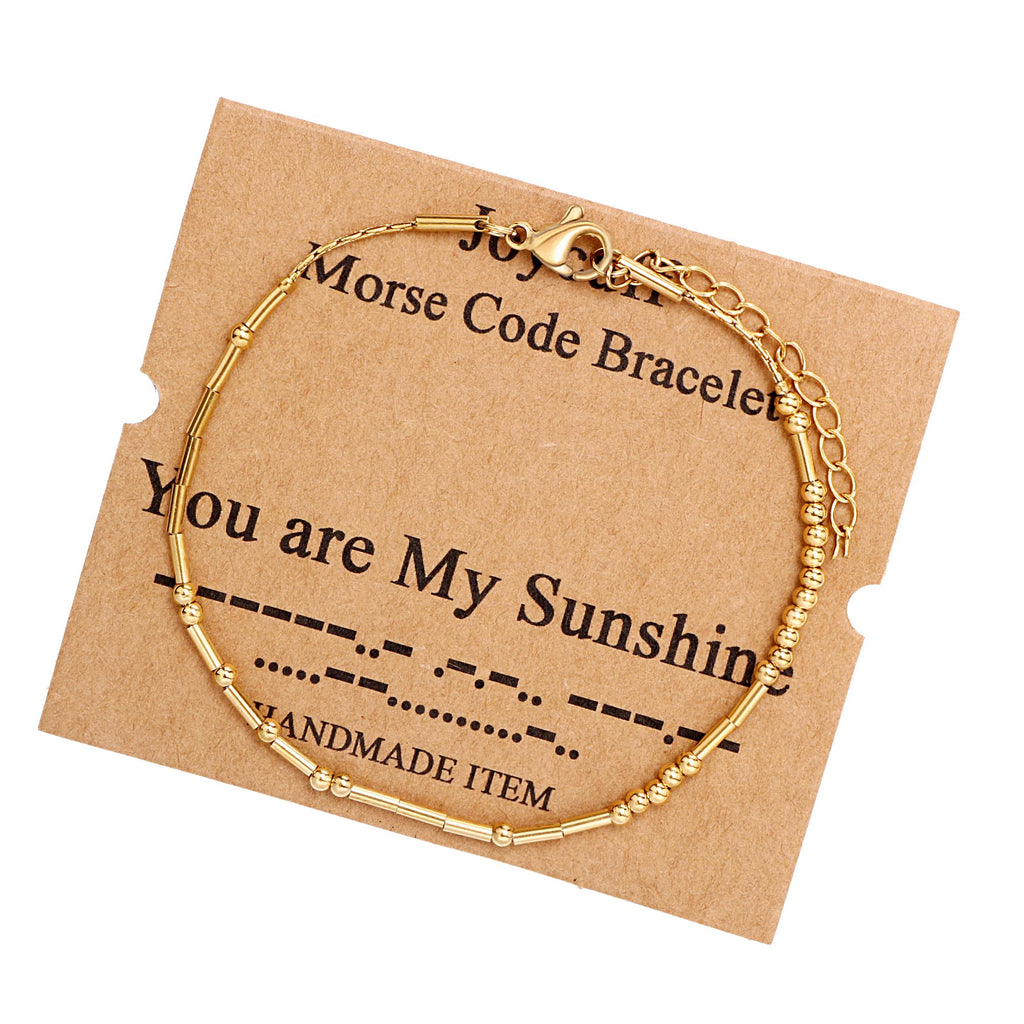 JoycuFF Morse Code Bracelets for Women You Are My Sunshine Inspirational Birthday Valentine's Day Christmas Gifts for Friend Mom