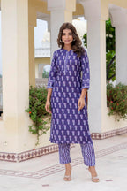 Yashika Regular Printed Cotton Blend Straight Kurta Pant Set-Elegant Ethnic Wear Ensemble Modern Women, Perfect For Any Occasion