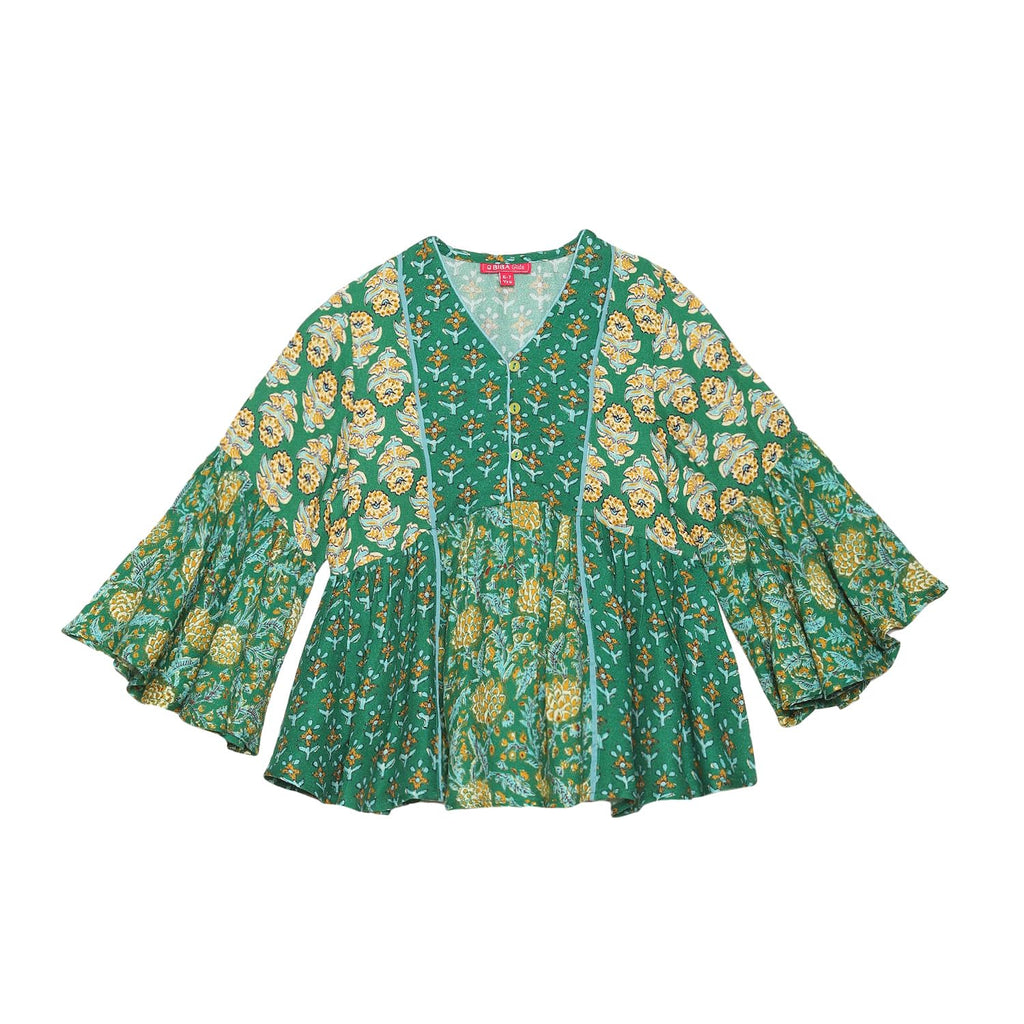 Biba Girls Printed Short_Kurta Kid(Kw5507_Green_7)