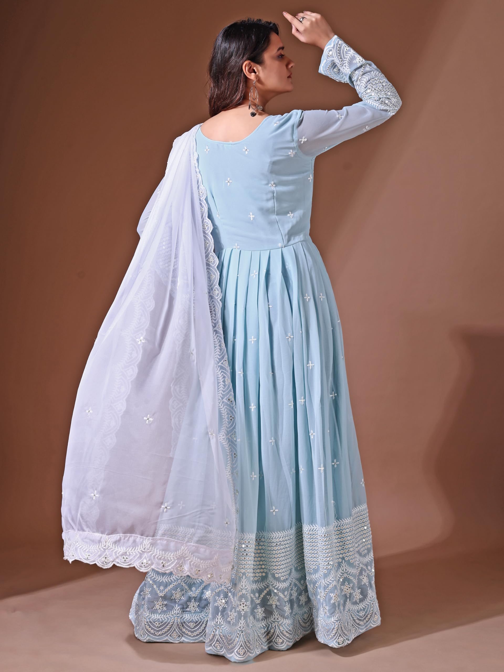 Fashion Basket Faux Georgette Sequins Long Dress For Women