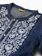 Aurelia WomenS Cotton Blend Regular Kurta (24Fea13340_Blue