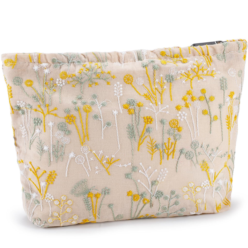 ZLFSRQ Silk Flower Makeup Bag Travel Cute Cosmetic Bags for Women Large Makeup Pouch Zipper Cosmetic Pouch for Purse Aesthetic M