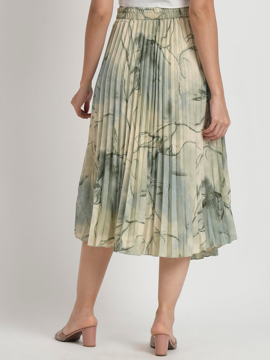 Kzully | Marble Elegance A WomanS A-Line Midi Printed Skirt Masterpiece