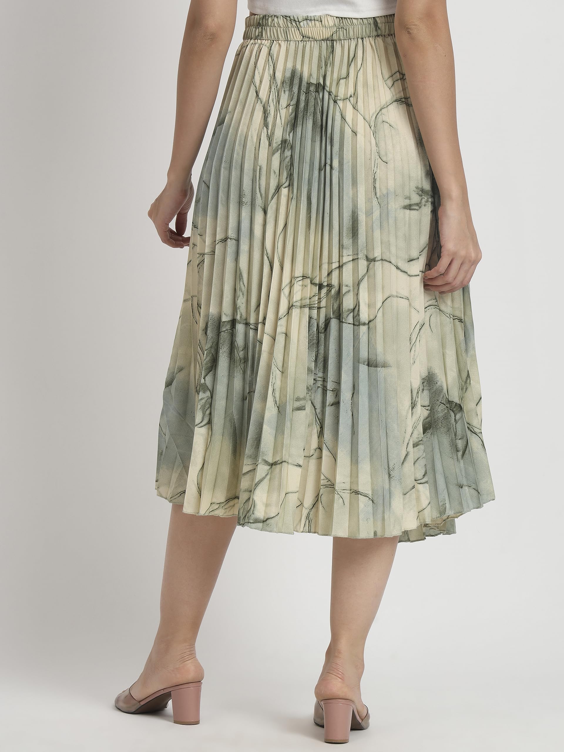 Kzully | Marble Elegance A WomanS A-Line Midi Printed Skirt Masterpiece