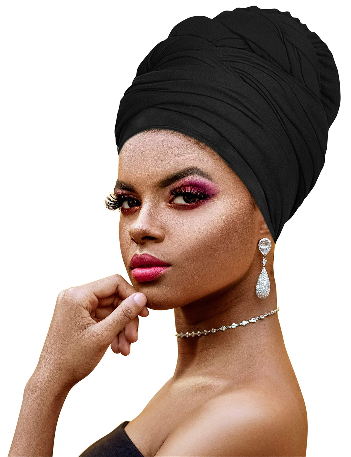Novarena Long Stretch Jersey Knit & Kente African Print Headwraps For Women Hair Tie Scarf Turbans Dashiki Head Wraps 7033.1