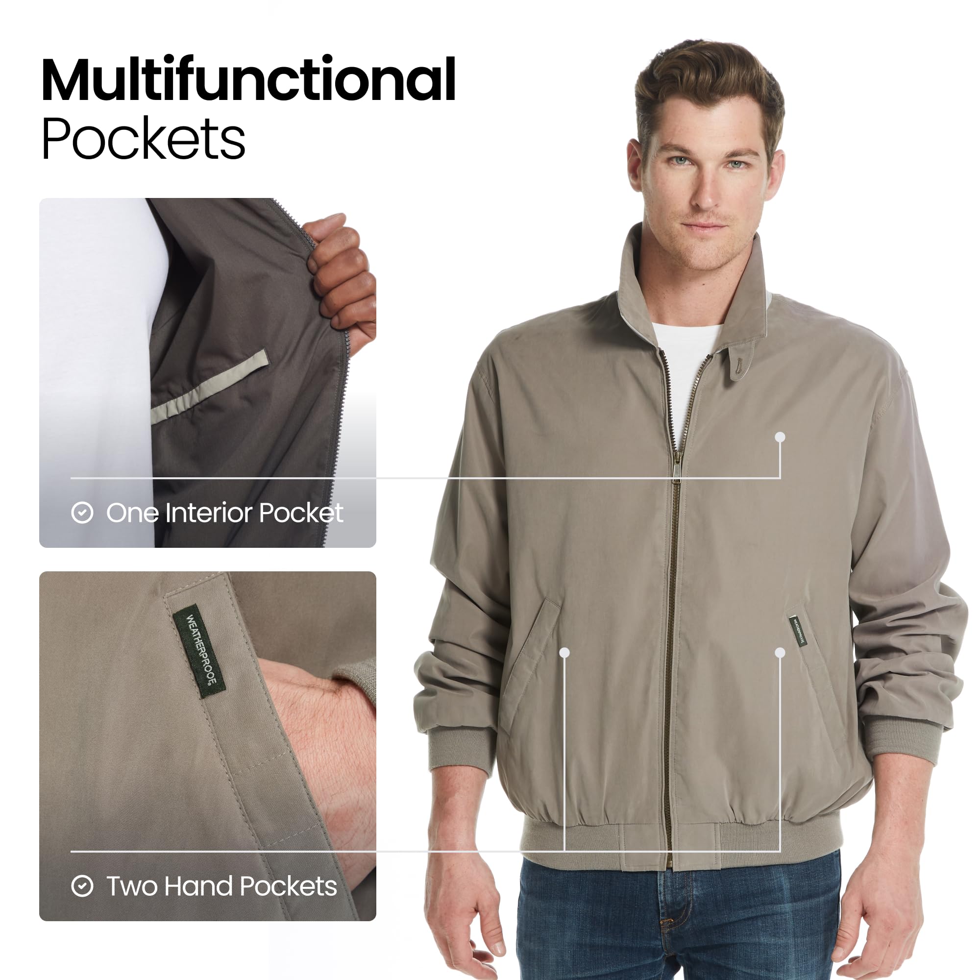 Weatherproof Men's Golf Jacket - Lightweight Windbreaker, Water-Resistant Microfiber Shell, Perfect for Golf & Casual Wear, Will