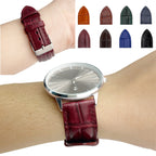 vinacreations 19mm Burgundy Alligator Belly Leather Watch Band Crocodile Strap Men Quick Release Premium Replacement Wristwatch