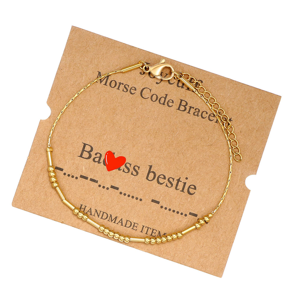 JoycuFF Morse Code Bracelets for Women Bestie Funny Inspirational Gifts for Best Friend BFF Birthday Mother's Day Christmas Cour