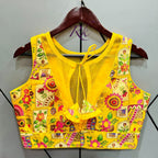 Vihu Fashion Womens Phanotm Silk Floral Sleeveless Saree Blouse