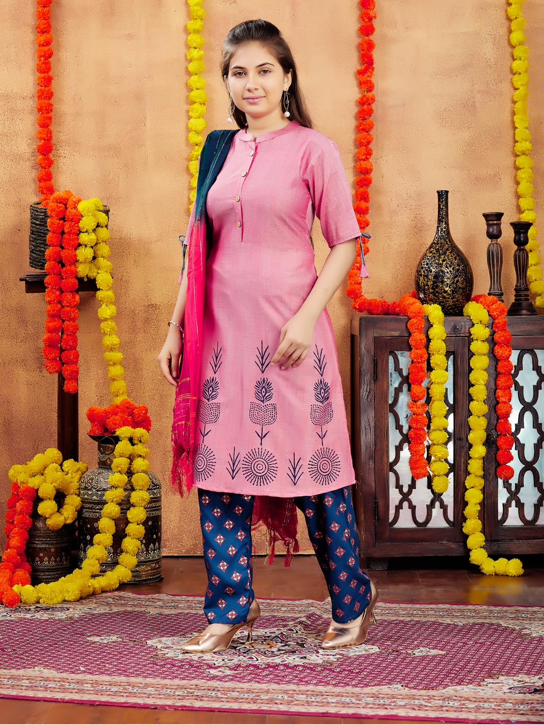 Aarika Girls Cotton Regular Tunic Shirt (KURTI-K-42_Red_40)