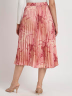 Kzully | Marble Elegance A WomanS A-Line Midi Printed Skirt Masterpiece Maroon