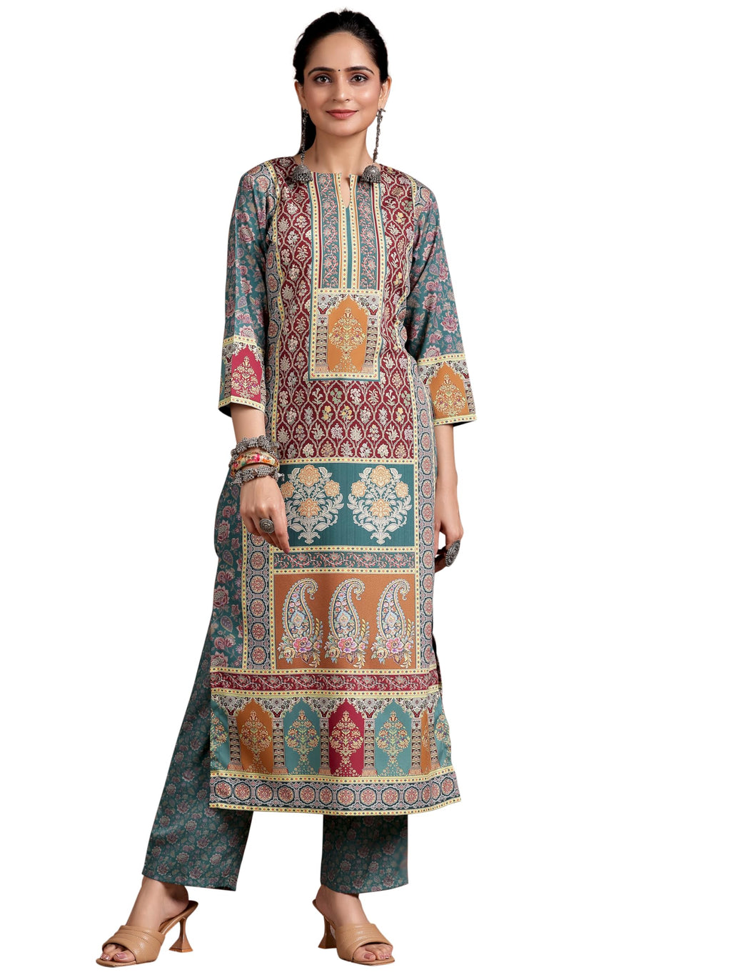 Libas Womens Printed Crepe Straight Kurta For Women Multicolour