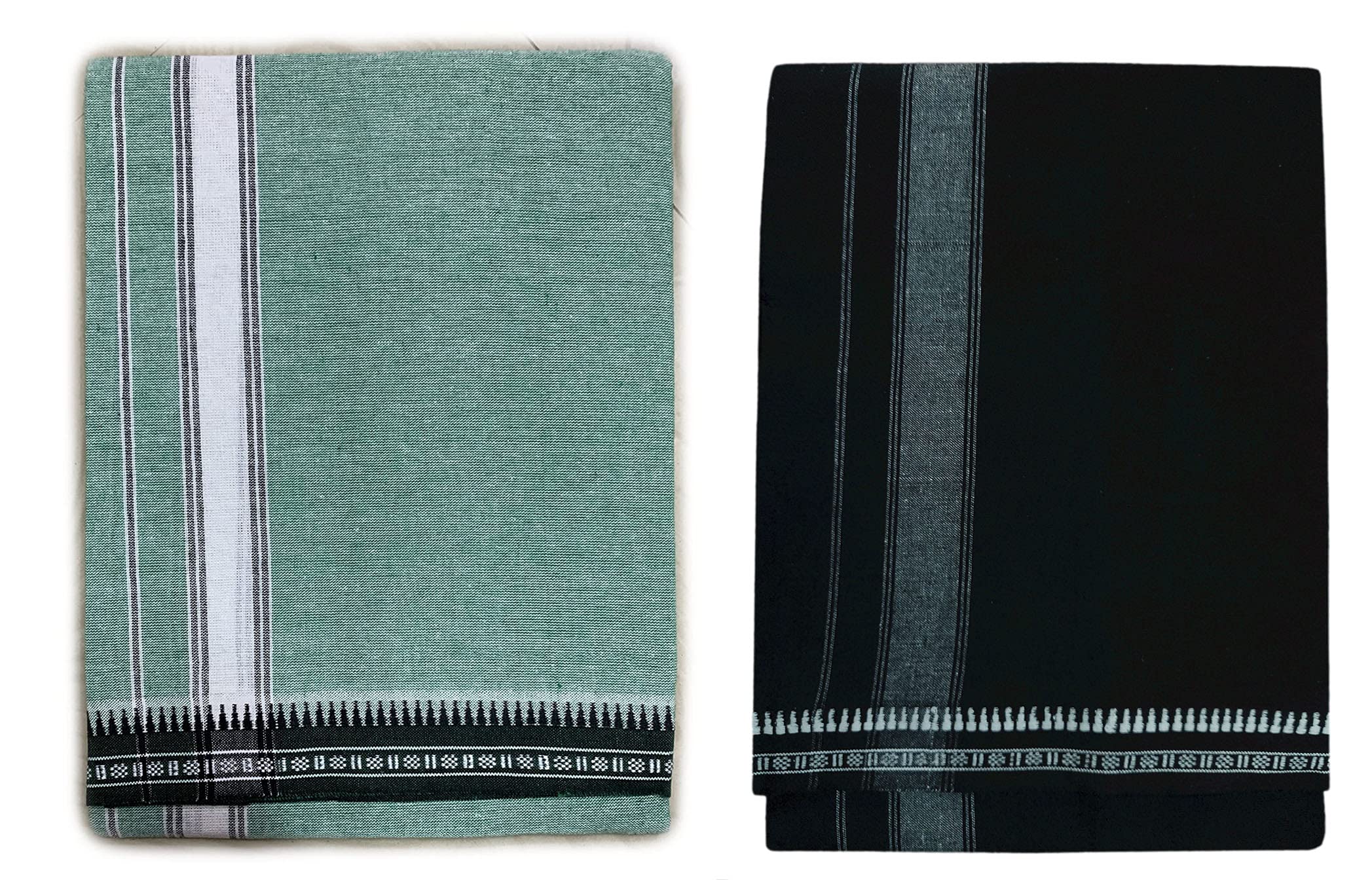 Prakasam Cotton Fine Quality Mens Kerala Style Thalapathi Border Single (1.28X2.00 Mtrs) -Dhoti-Kerala Single Mundu (Pack Of 2 D