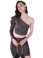Ketch WomenS Polyester Mini Co-Ord Set (Khce000097_Black/Gold