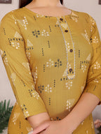 Rangita Mustard Rayon Straight Printed Knee Length Kurti | Kurta For Women